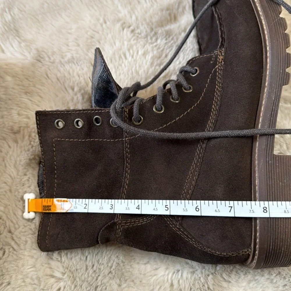 Natha Studio Jeux Olympiques D’hiver 8” Brown Suede Leather Boots Size 9.5